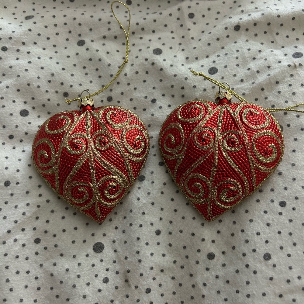 Red and Gold Heart Ornaments